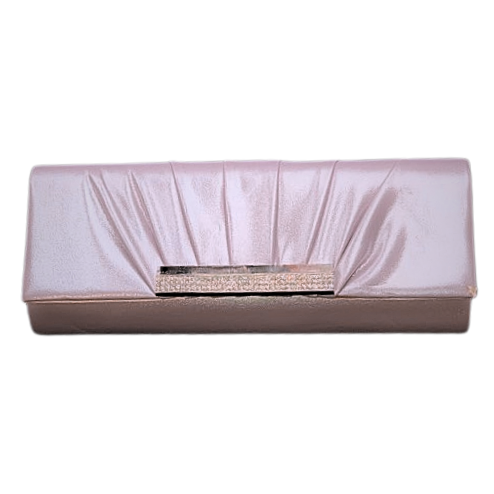 Glamorous pleated clutch purse featuring jeweled accents for weddings and events