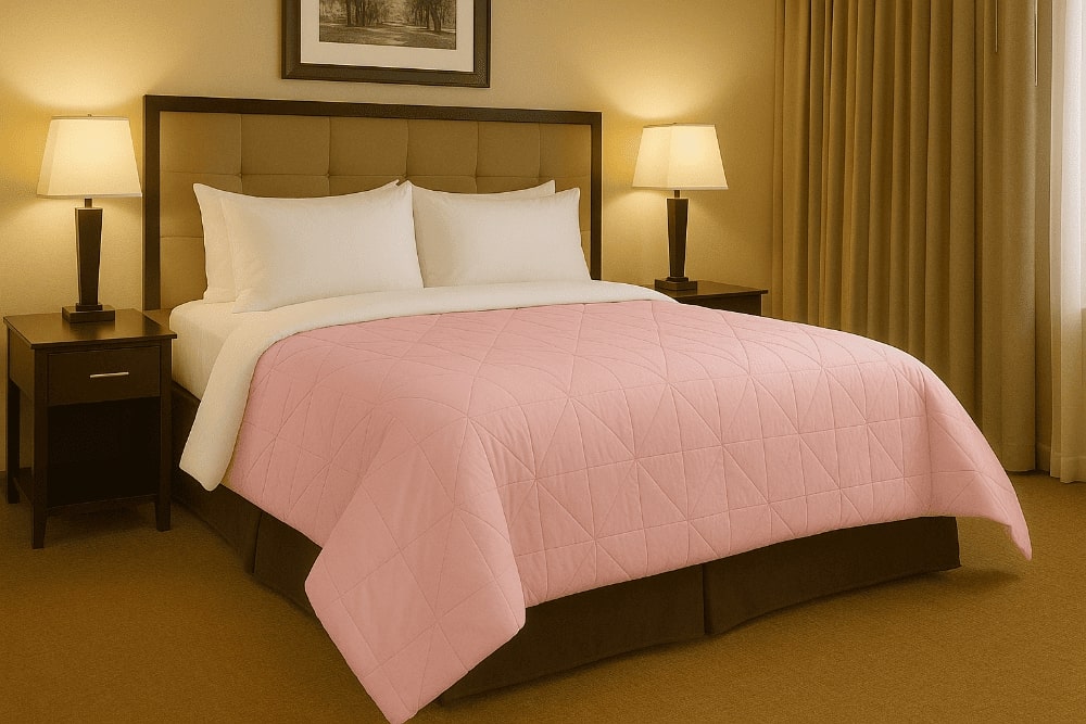 Lightweight microfiber comforter set designed for everyday comfort and durability pink