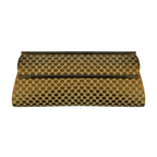 Gold clutch handbag with faux snakeskin and oval pattern for formal events