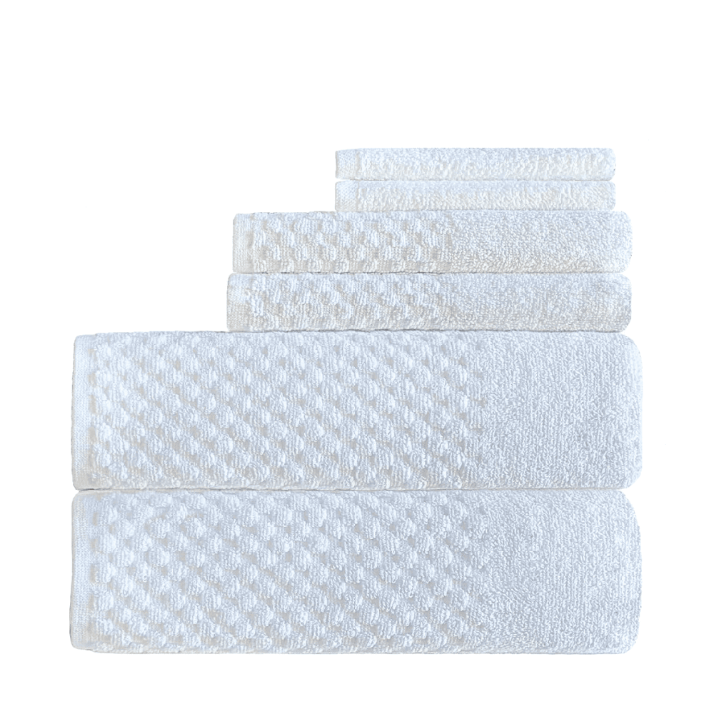  Towel Set 6 Pc High-absorbency cotton towels with square pattern texture