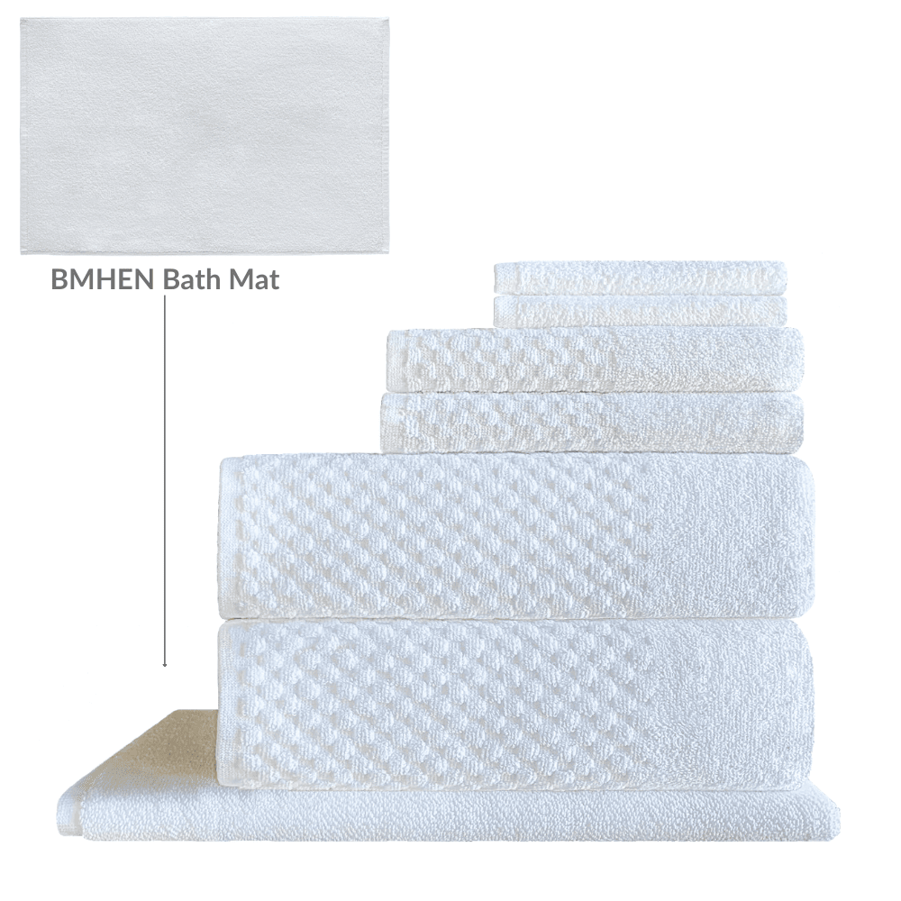 7 piece towel set with bath mat soft and absorbent textured woven design