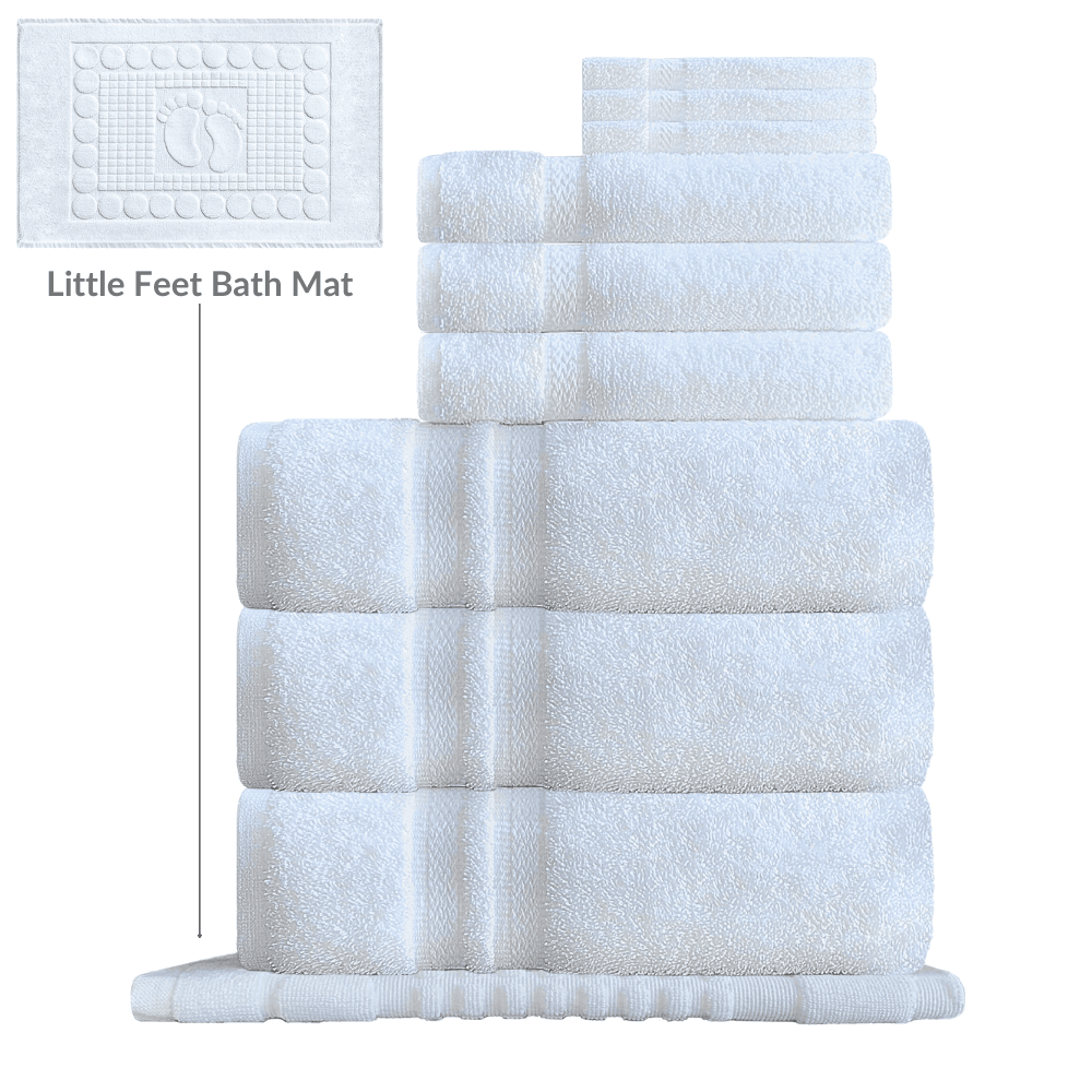 Highly absorbent cotton towels with plush texture designed for everyday use