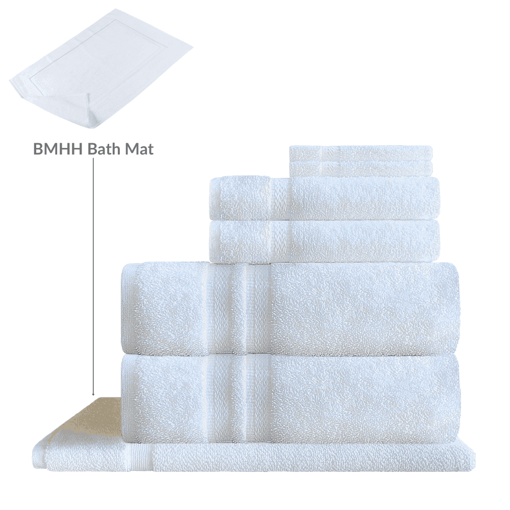 Soft cotton towels designed for fast drying and longevity with reinforced edges
