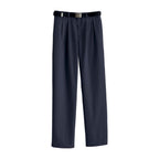 Classic men’s navy dress pants with belt loops, double side pockets, and a polished look