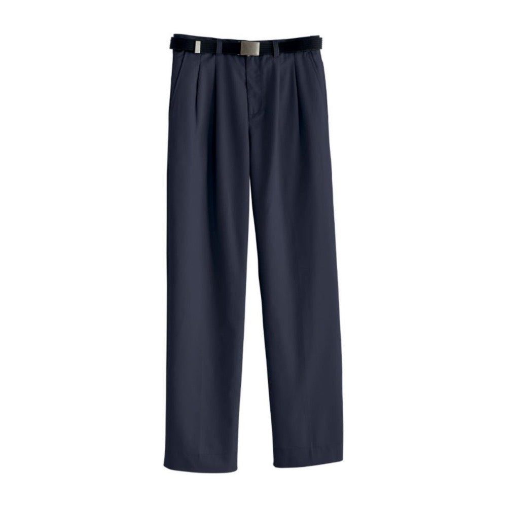 Classic men’s navy dress pants with belt loops, double side pockets, and a polished look