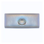 Women’s silver evening clutch featuring a timeless oval textured design