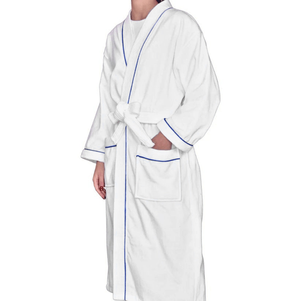 Comfortable and absorbent bathrobe with kimono design, perfect for relaxing 