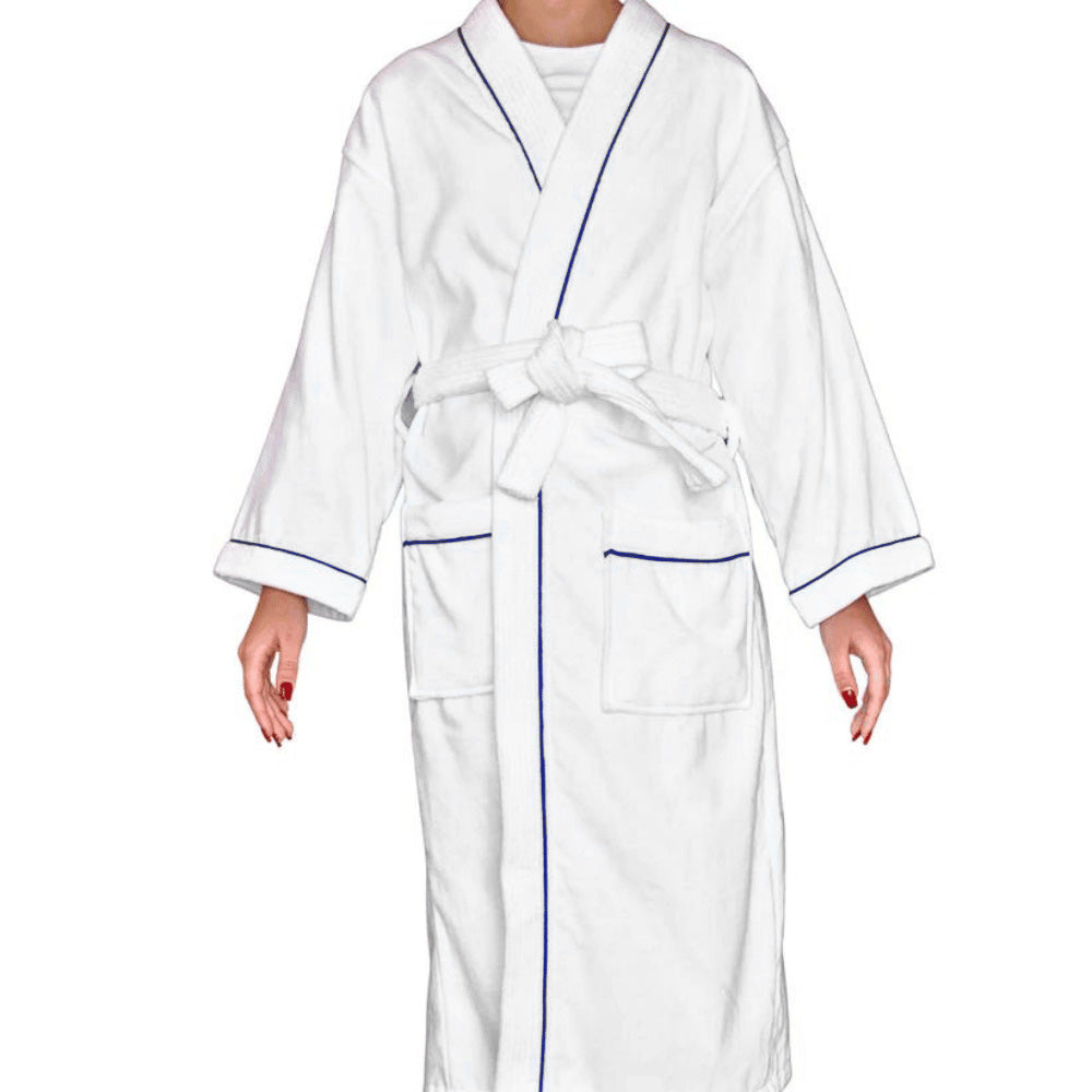 Kimono style bathrobe with lightweight breathable fabric