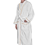 Luxury velour terry bathrobe with practical pockets and tie belt