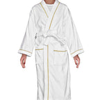 Premium velour terry bathrobe suitable for lounging and post-bath use
