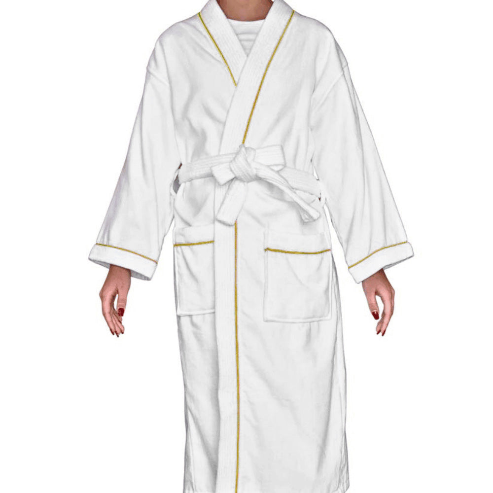 Premium velour terry bathrobe suitable for lounging and post-bath use