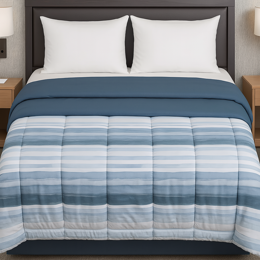 3-piece printed water stripe duvet cover set with modern striped design