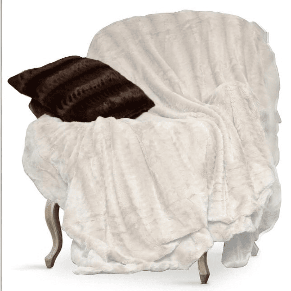 All-season faux fur throw blanket styled for cozy lounging White on Chair