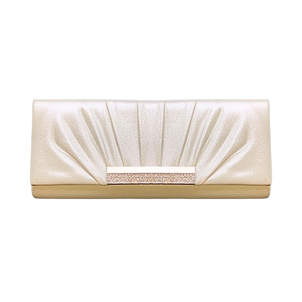 Women’s pleated evening clutch with decorative jewel detailing in multiple colors
