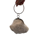 Women’s white rose flower handbag with wrist strap for weddings and special events