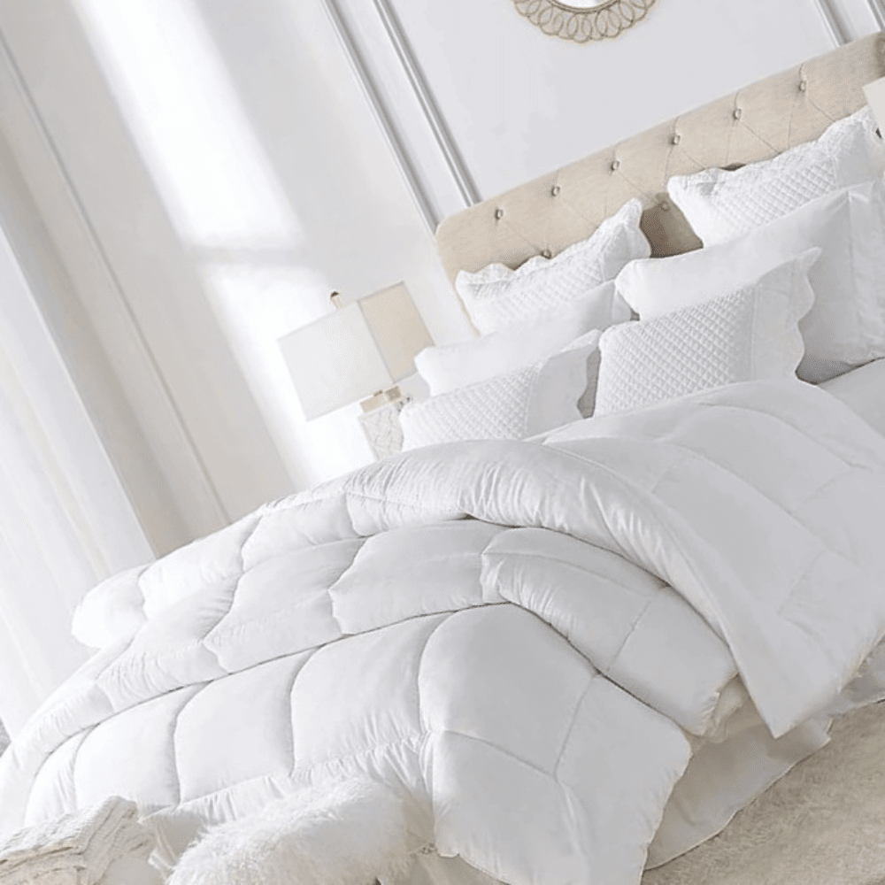 Classic lightweight comforter adding comfort and simplicity to bedroom decor White 