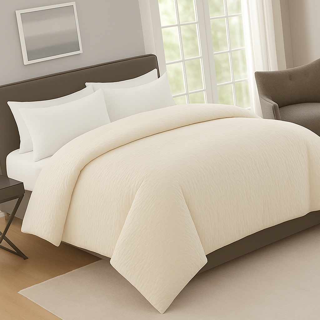Breathable crinkle prewashed duvet cover set designed for comfortable everyday sleep white