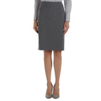 Women’s charcoal grey uniform skirt made from wrinkle-resistant wool blend fabric with stretch