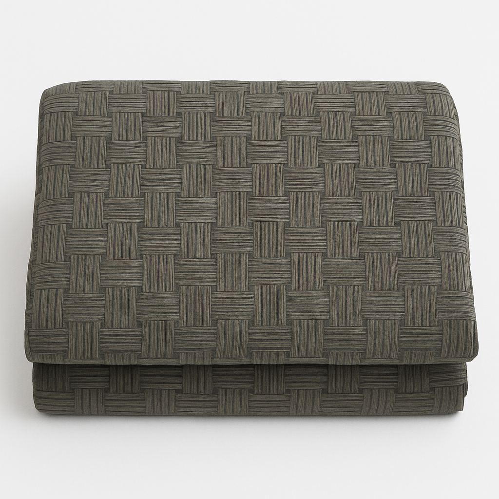 Premium satin duvet cover featuring a 3D weave texture and modern striped design