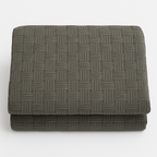 Premium satin duvet cover featuring a 3D weave texture and modern striped design