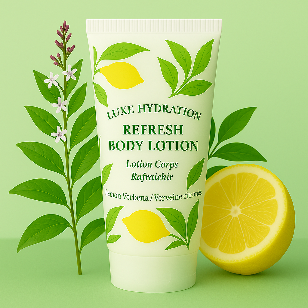 Premium lemon verbena body lotion designed to soften skin and deliver lasting moisture