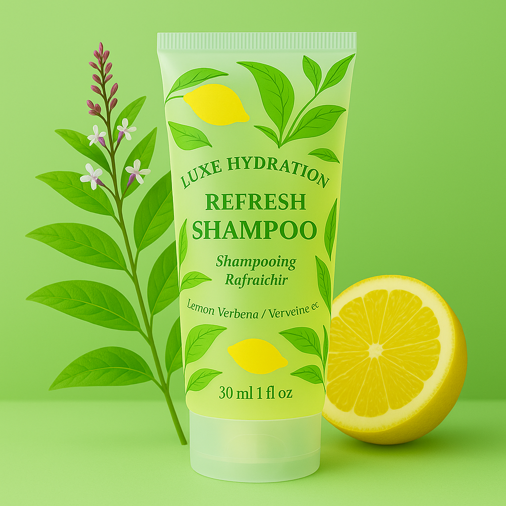 Lightweight lemon verbena shampoo with soft lather and clean citrus fragrance