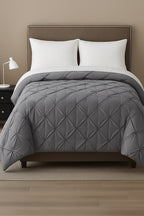 Elegant pintuck duvet cover set, includes duvet cover and matching pillow shams Gray