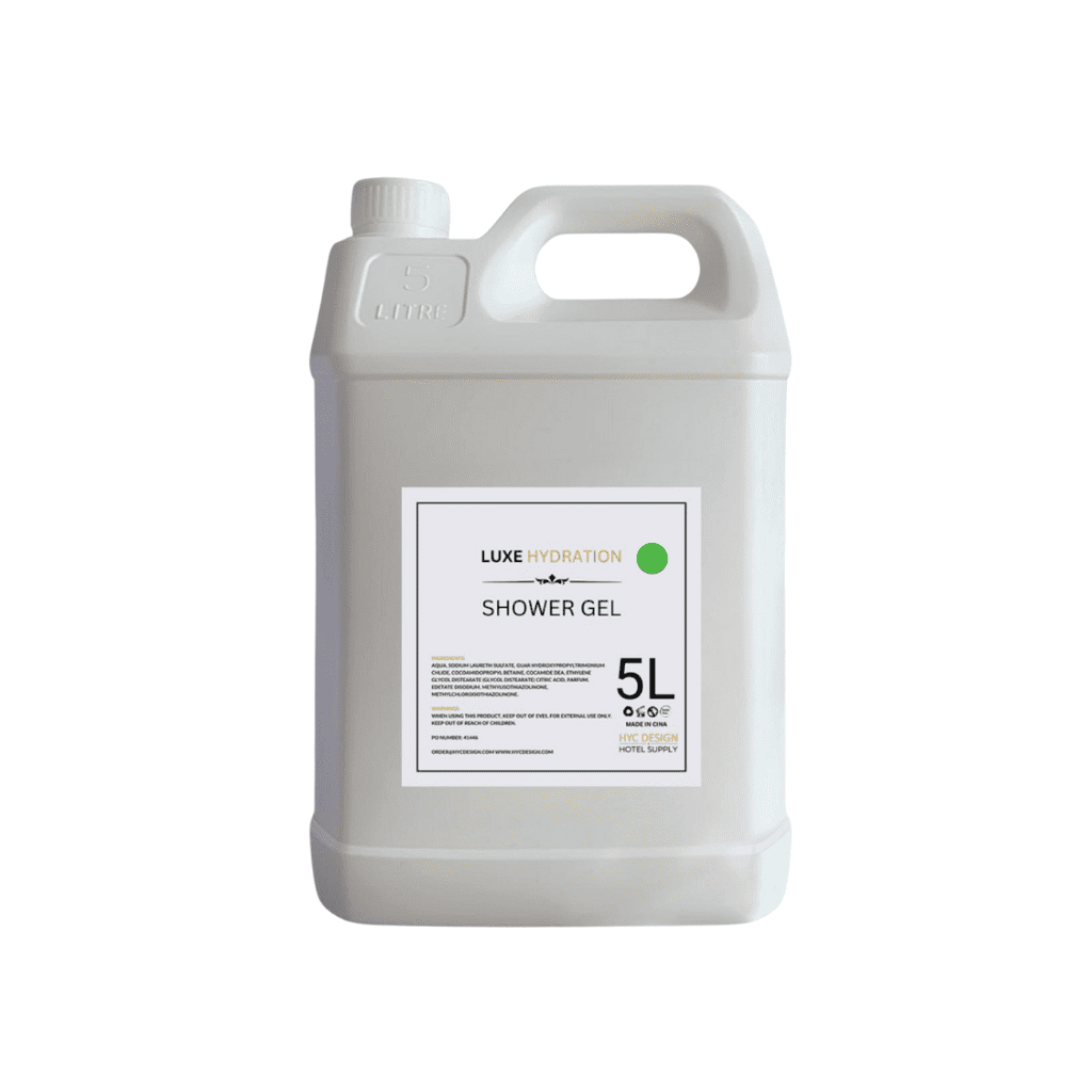 Premium 5L shower gel refill with lemon verbena scent.