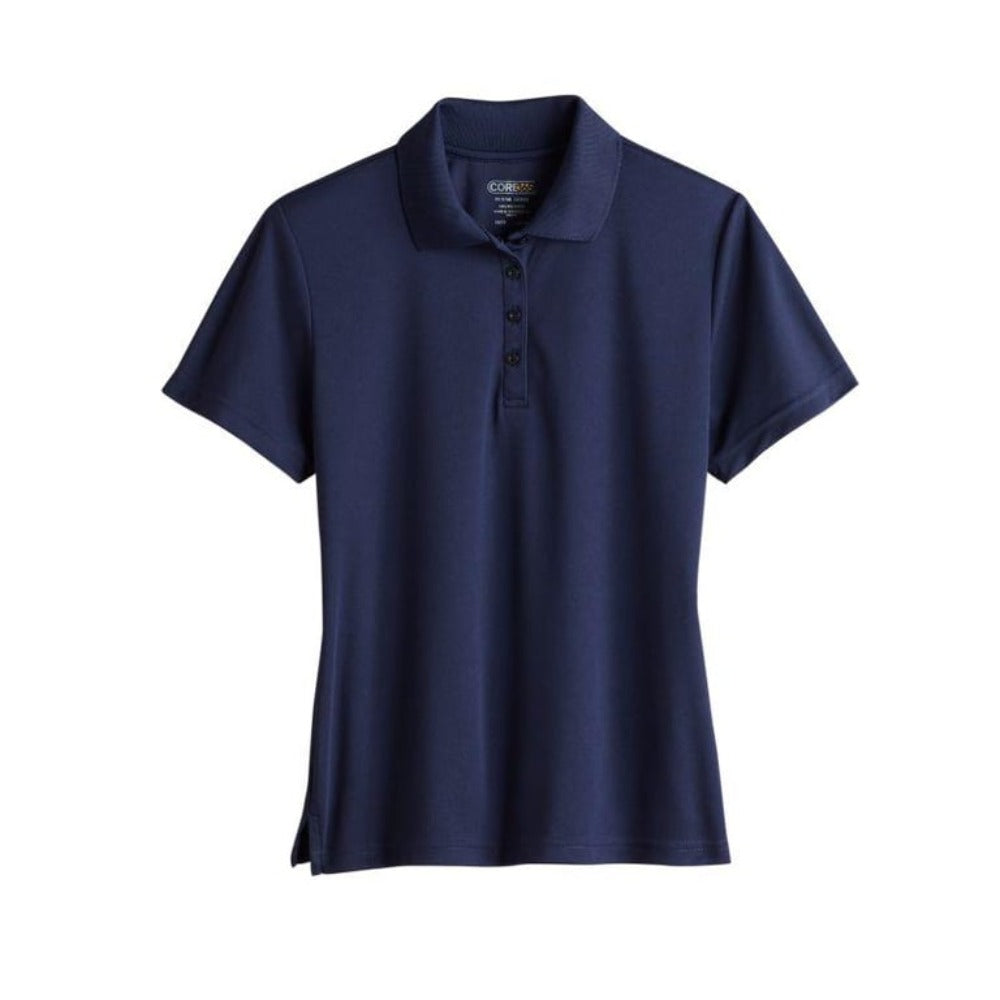 Professional women’s navy polo shirt designed for hospitality, corporate, and office wear