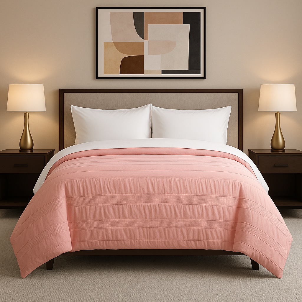 Luxury cotton duvet set creating a serene and comfortable sleep sanctuary Pink
