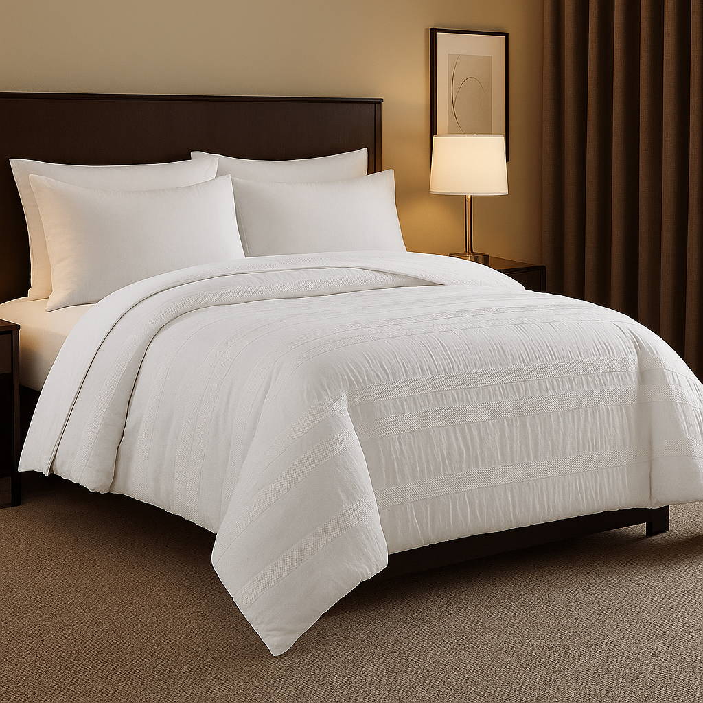 Moselle cotton duvet set, soft and breathable high-thread-count fabric with reversible design.